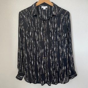 Black and Tan Patterned Blouse